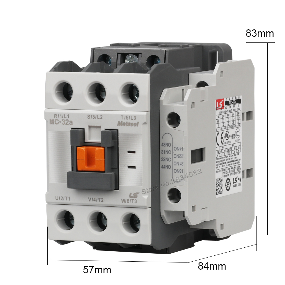 MC-32a AC220V 1a1b 40AF - Güç Kontaktörü 220V AC 50/60Hz 32A 15kW 1NA+1NK
