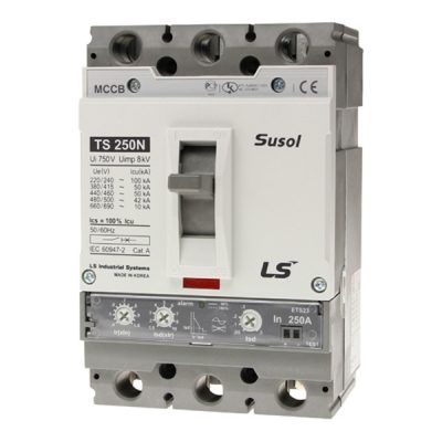 TS250N ATU250 200A 3P - Susol Kompakt Şalter (160-200A ayarlı termik/5-10ln manyetik korumalı) 3x200A 50kA